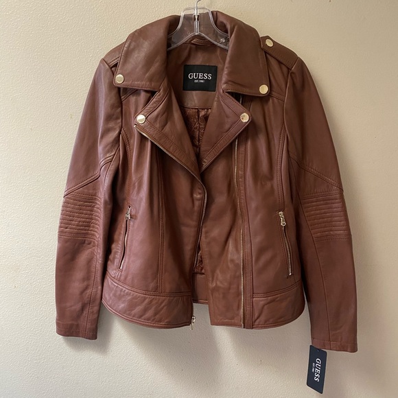 NWT Guess women leather Jacket, M - Picture 5 of 12